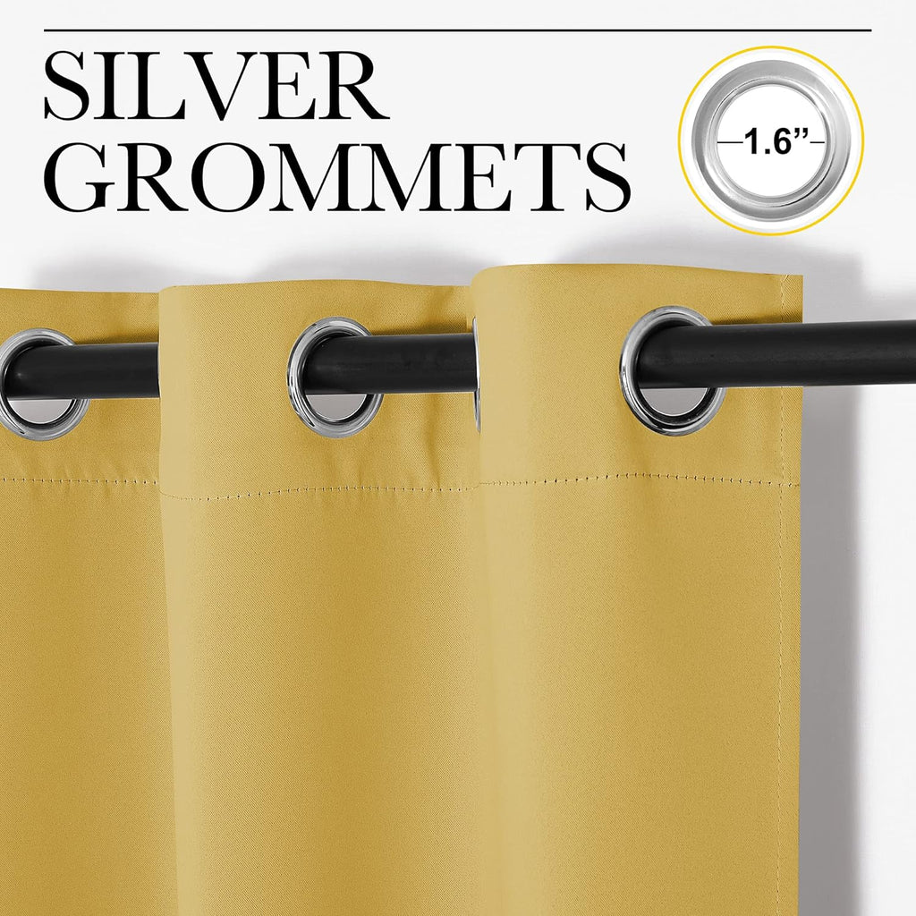 NICETOWN Yellow Blackout Drapes - Light Blocking Privacy Curtain Panels | Set of 2, 42" x 95" for Home Decor