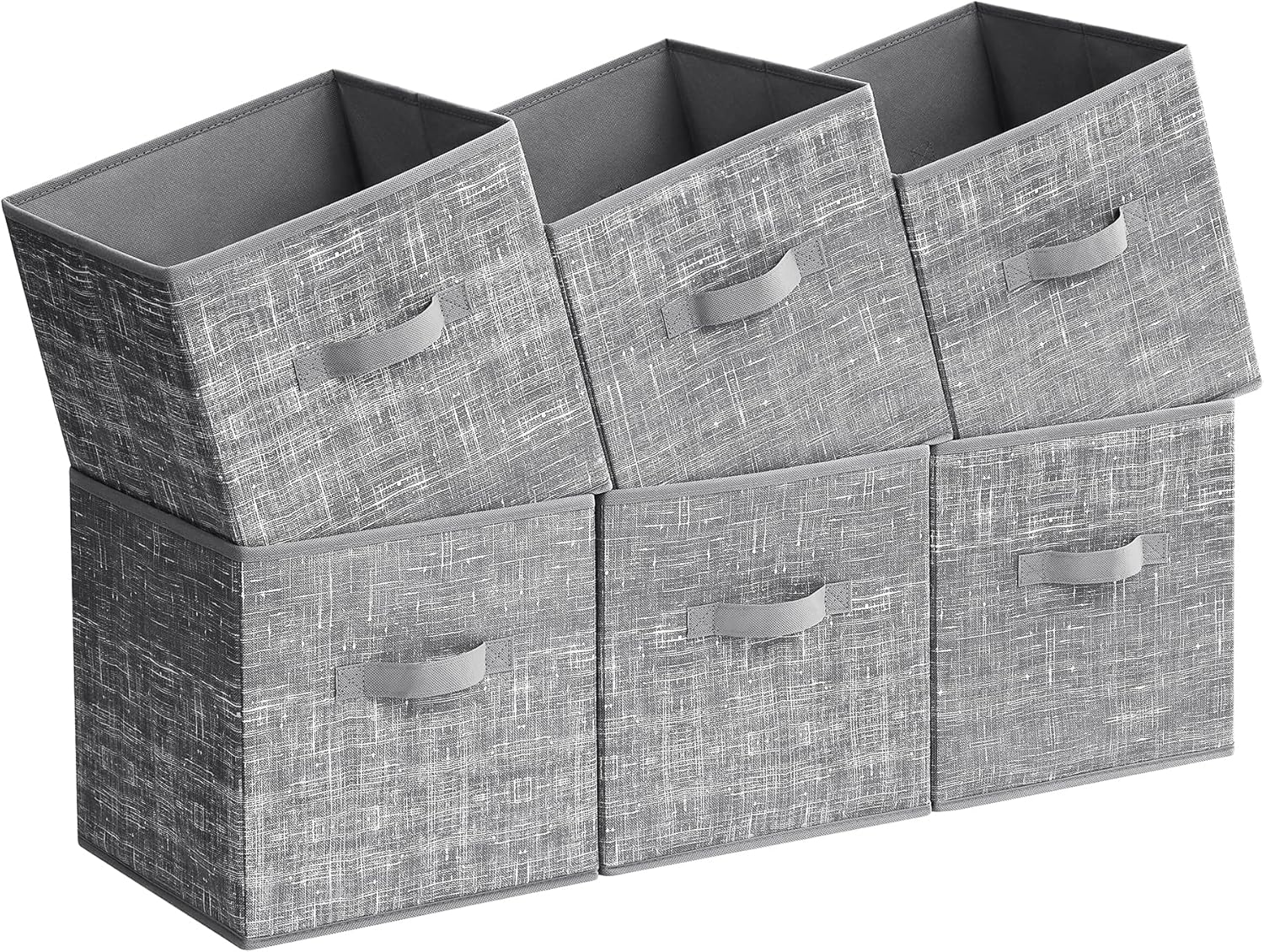 SONGMICS Storage Cubes - 11.8-Inch Non-Woven Fabric Bins with Double Handles - Set of 6 in Cattail Gray for Closet Organization