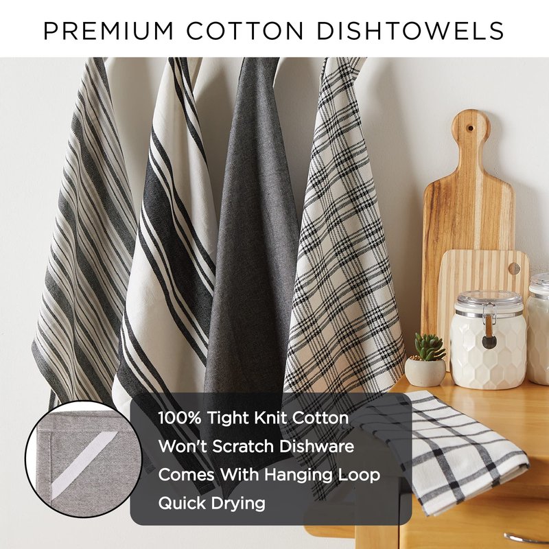 DII Assorted Woven Kitchen Set, Dishtowel, 18x28, Dishcloth, 13x13, Nautical Blue, 5 Piece