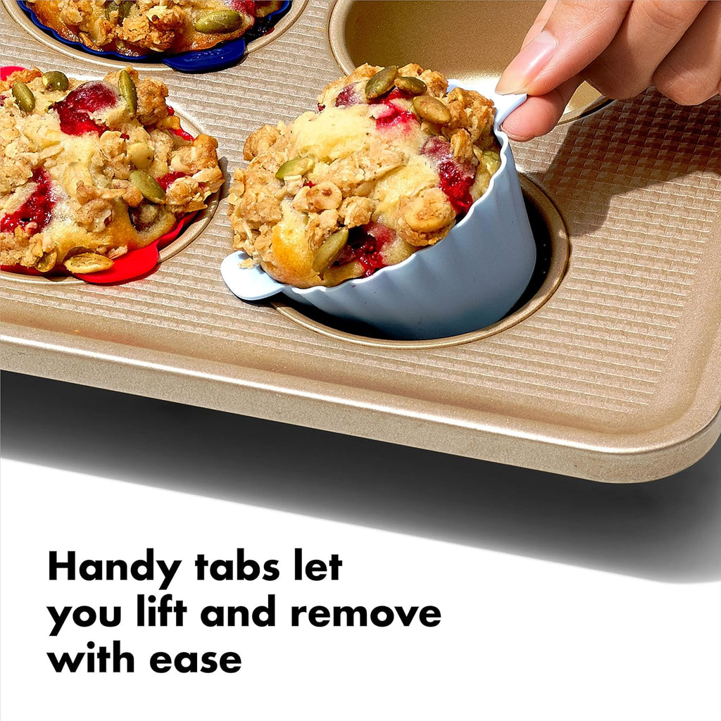 OXO Good Grips Silicone Baking Cups - Reusable, BPA-Free, Non-Stick | Pack of 12 Muffin & Cupcake Liners