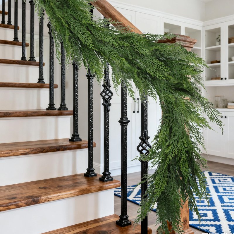 MDSTBN 6ft Christmas Garland Realistic Extra Full Cedar Faux Cedar for Mantle Stairs Home Fireplace Wall Indoor Outdoor Holiday Party Decoration