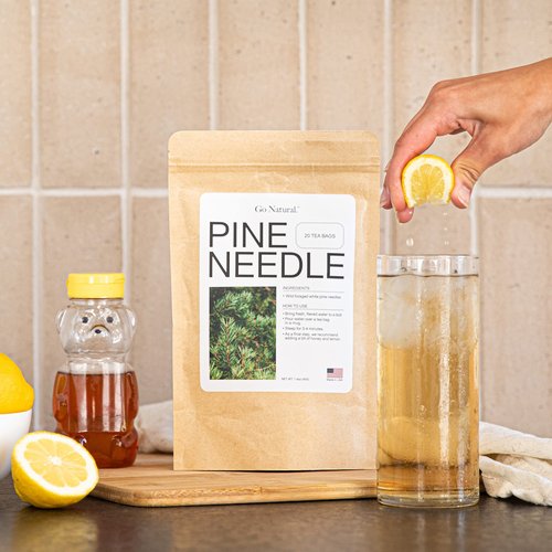 Pine needle tea, wild-foraged in the USA, picked from northern white pines | Protects against infection, strengthens immunity, high in antioxidants, natural suramin (60 Count (Pack of 1))