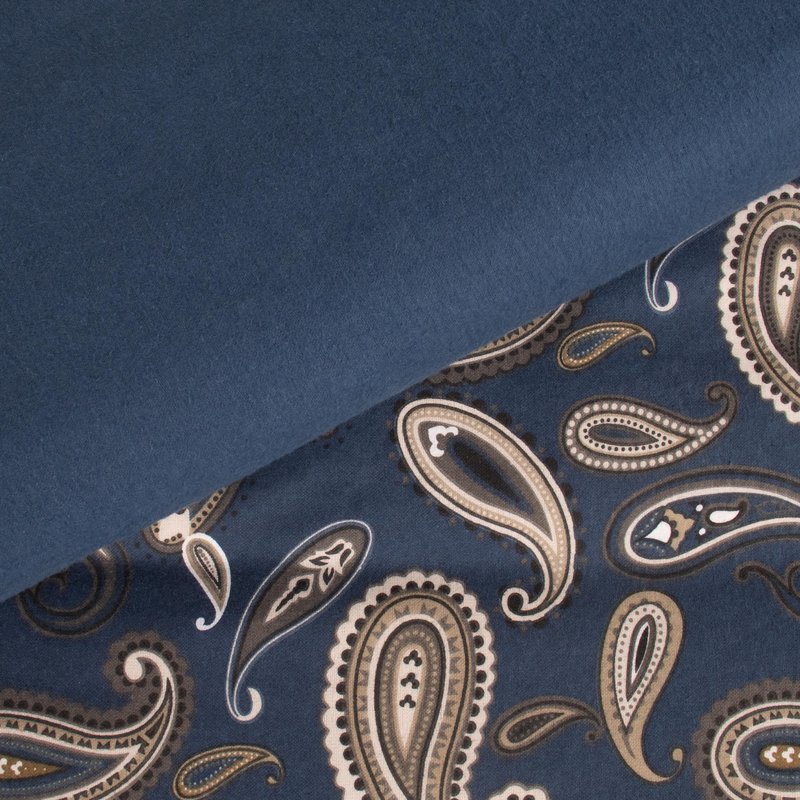 Superior Paisley Flannel Cotton Duvet Cover Set, Warm Fuzzy Comforter Cover, Floral Bedding Essentials, Secure Button Closure, Includes 1 Duvet Cover, 2 Pillow Shams, King/California King, Navy Blue