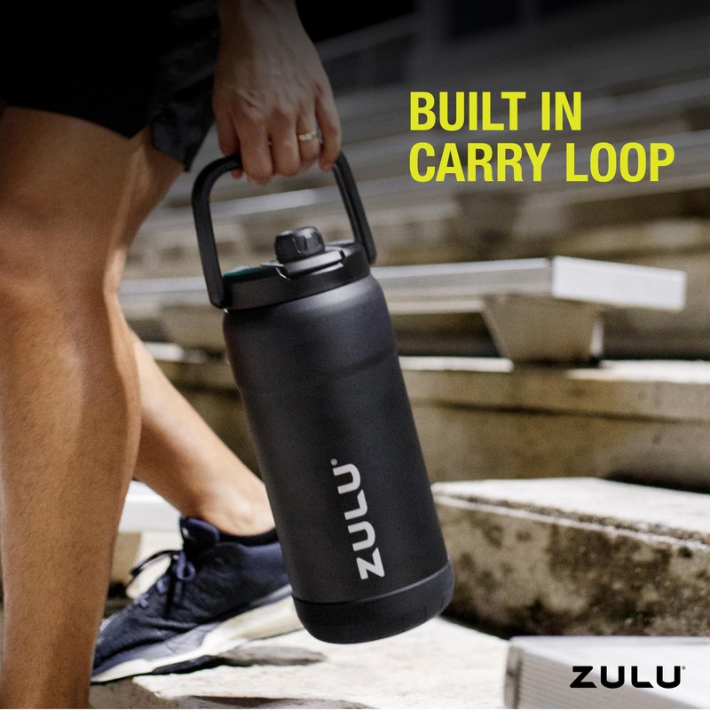 ZULU Goals 101oz Vacuum Triple Wall Insulated | Large Stainless Steel Water Bottle Thermoses with Carry Handle | Chug and Straw Spout | Travel, Gym, Hiking, Camping | 120 Hours Cold | White