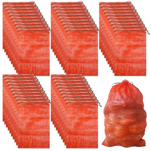 50 Pack 36lb Mesh Onion Bags Reusable Produce Storage Fruit Vegetable Storage Bags with Drawstring for Onions Potatoes Citrus Crawfish 15.6 x 26 Inches