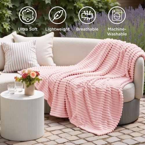 Bedsure GentleSoft Pink Throw Blanket - Cozy Fleece Gift for Teen Girls & Women | 50x60 Inches