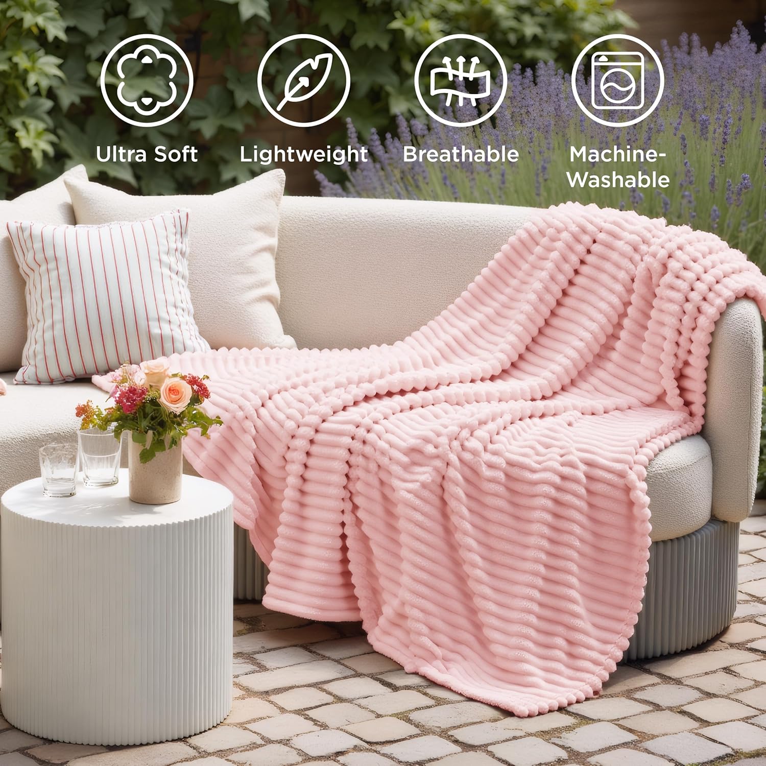 Bedsure GentleSoft Twin Blanket - Super Soft Coral Pink Fleece for Couch | Cozy 60x80 Inches