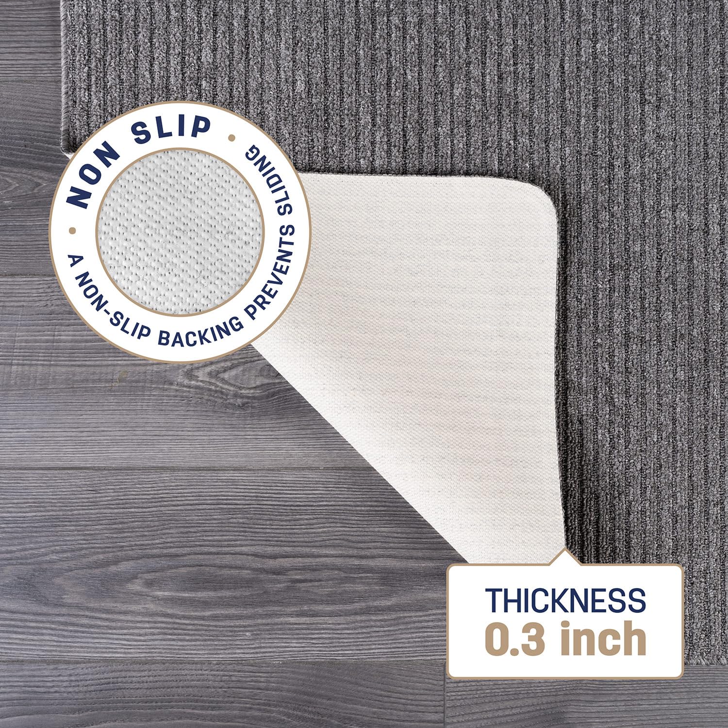 Beverly Rug Non-Slip Modern Rug 4x6 Solid Traditional Rubber Backing Machine Washable Soft Thin Indoor Area Rugs for Living Room Stain Resistant Non Shedding Casual Carpet (4 x 6 Gray)