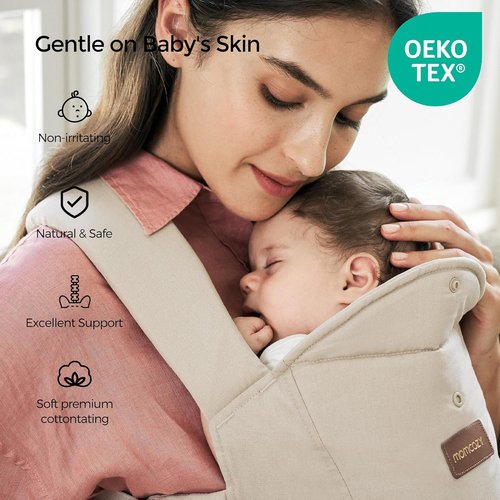 Momcozy Newborn Carrier WeeSnug - Lightweight & Cozy Comfort for 7-25 lbs | Ergonomic Cross-Back Support, Khaki