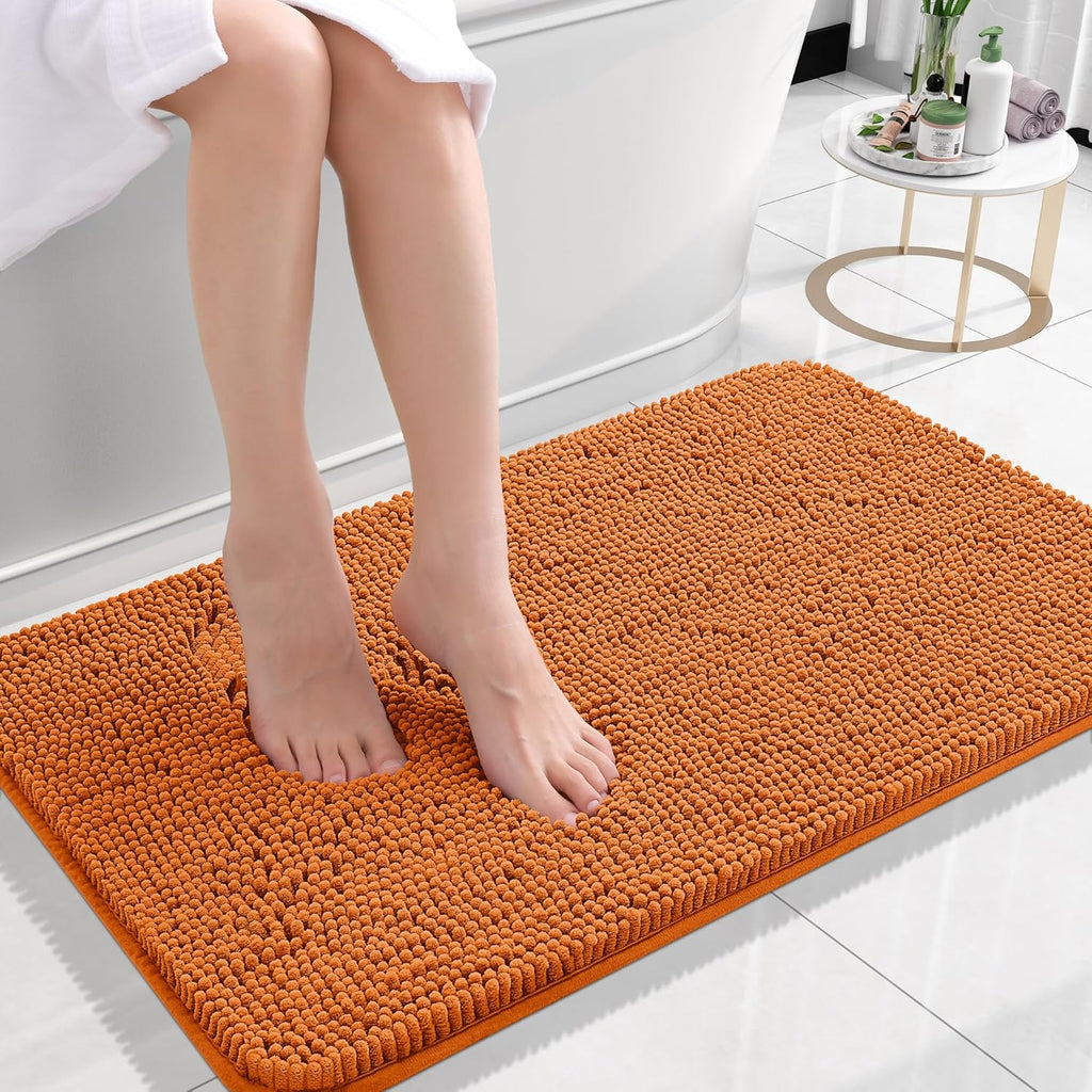 OLANLY Bath Rugs - Extra Soft Chenille, Quick-Dry & Machine Washable | 24x16 Inches, Clay Color