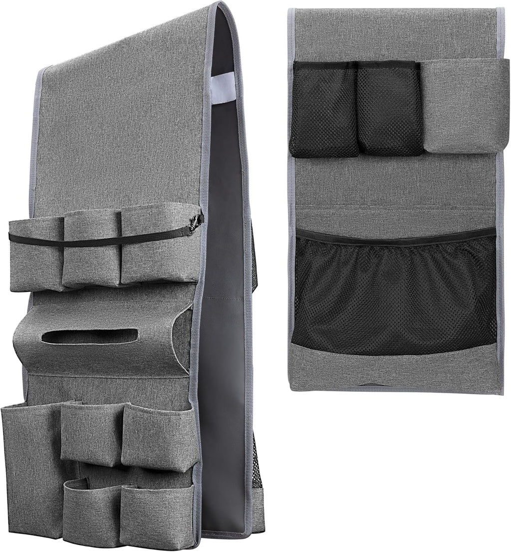 Rexmica Mini Fridge Organizer - 14-Pocket Dust Cover for Kitchen, Office & Dorm Storage | Gray