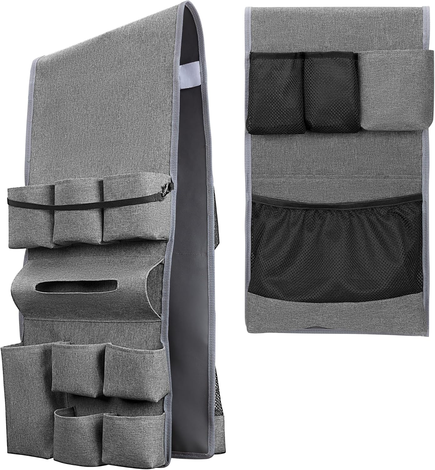 Rexmica Mini Fridge Organizer - 14-Pocket Dust Cover for Kitchen, Office & Dorm Storage | Gray