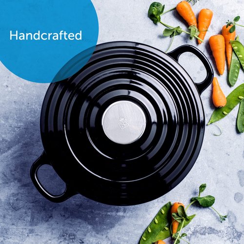 BK Cookware Bourgogne Enameled Cast Iron 2.6QT Dutch Oven, Jet Black