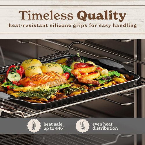 Country Kitchen Nonstick Bakeware Set - Durable & Easy Release, Stackable 4-Piece Set in Grey