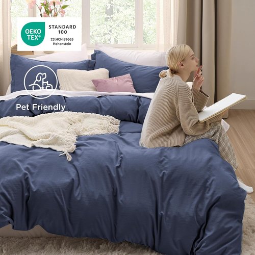 Bedsure California King Duvet Cover - Soft Prewashed Cotton-Like Polyester, 104x98 Inches with Zipper Closure & 2 Pillow Shams