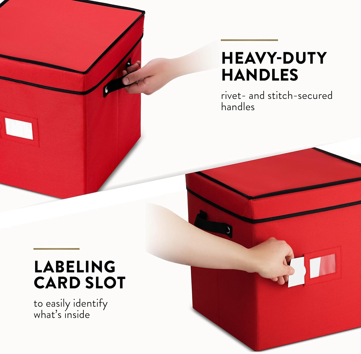 Zober Christmas Ornament Storage Box | Stores 64 Ornaments in Tear-Proof Non-Woven Design - Red