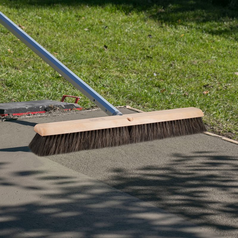 Wide Block Horsehair Broom, Concrete, 24 inch, Natural Horsehair, Wide Wood Block, Brush, Made in The USA, 6442