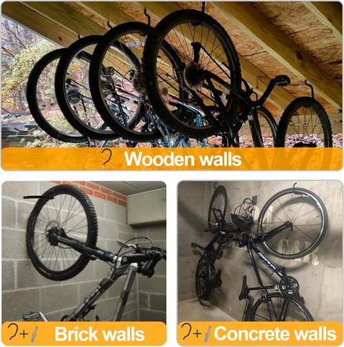 KURUI Heavy Duty Screw-In Hooks - 12 Pack Bike Hooks for Garage Wall Storage | Large Black Plant Hooks