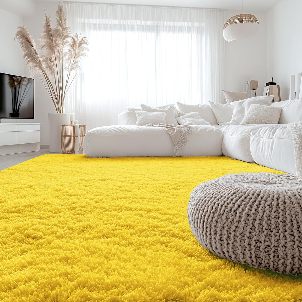 OLANLY Large Area Rug - Soft Fluffy Shaggy Carpet for Living Room & Bedroom | 6x9 ft, Yellow