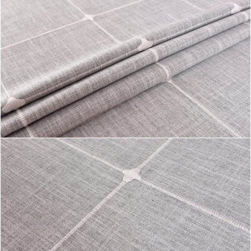 Monibana Plaid Farmhouse Gray Oval Tablecloth Cotton Linen Heavy Weight Checkered Table Covers Cloths for Dining Room Kitchen Tabletop Decoration, 54x72 Inch