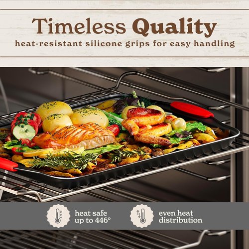 Country Kitchen Nonstick Bakeware Set - Heavy Duty, Easy Release, Stackable Design | Red, 4 Pcs