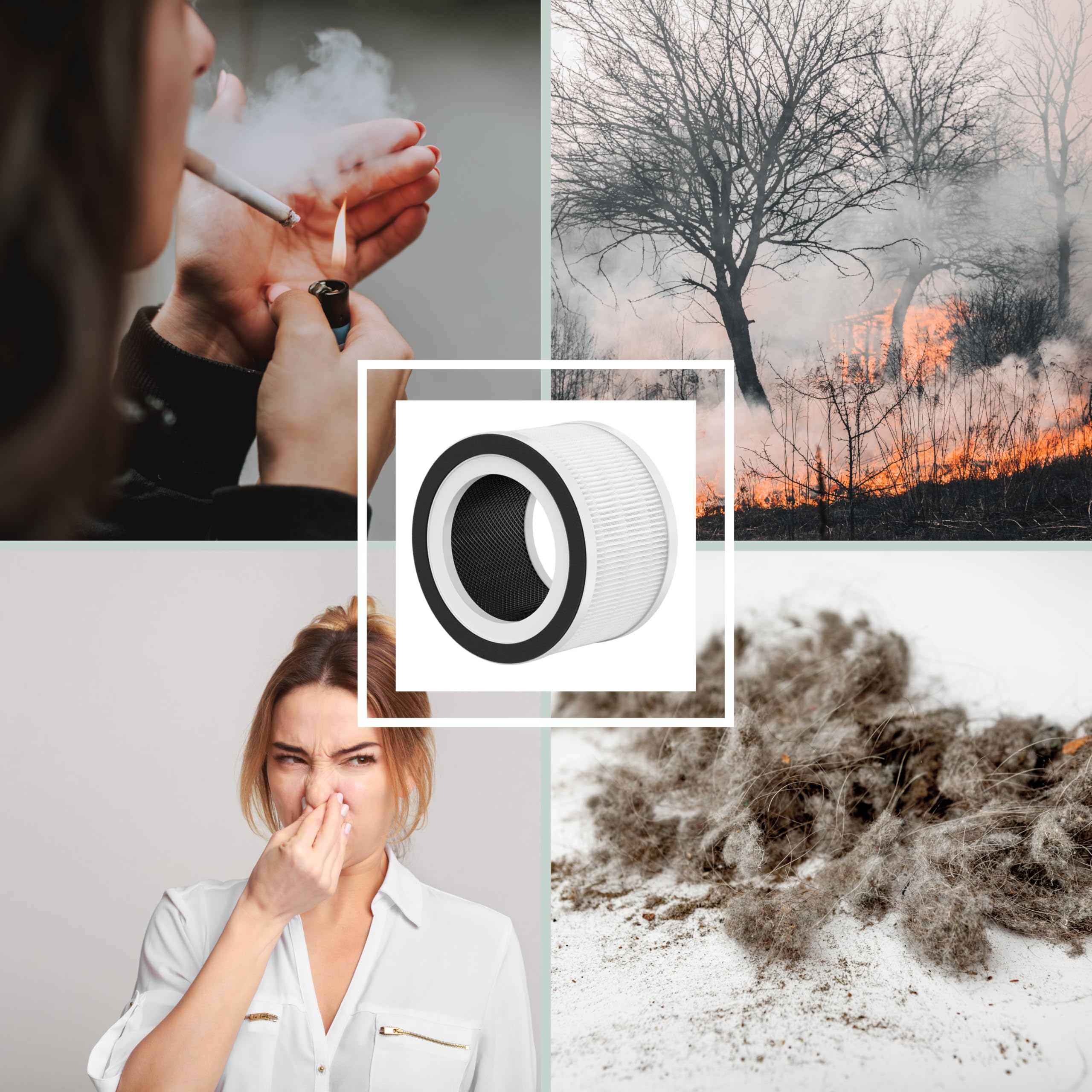 Nispira 3-in-1 True HEPA Filter + Carbon Compatible with AFLOIA FILLO, HALO, MOOKA Allo Air Purifier, Honati, Miroco, Vanaheim and Saki Air Purifier, 4 Packs