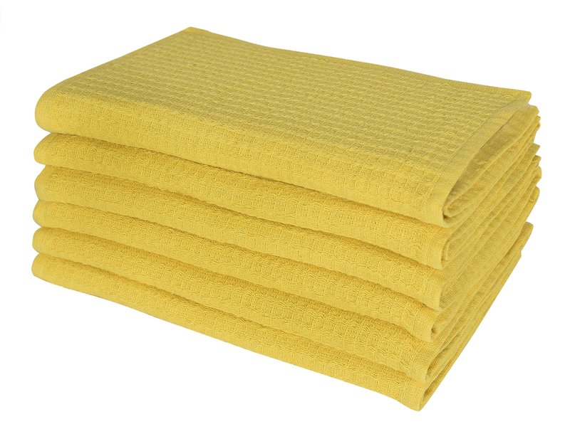 Candy Cottons Dish Towels|Kitchen Dish Cloths Two-Sided Waffle Terry|13x28 Inches 100% Cotton Dish Rags Washing Dishes|Super Absorbent Reusable Quick Drying Dish Towels| 6-Pc Set Lemon Yellow