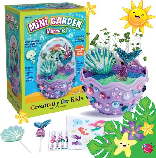 Creativity for Kids Mini Garden - Mermaid Terrarium Kit for Girls | Fun Crafts & Toys (Ages 6+)