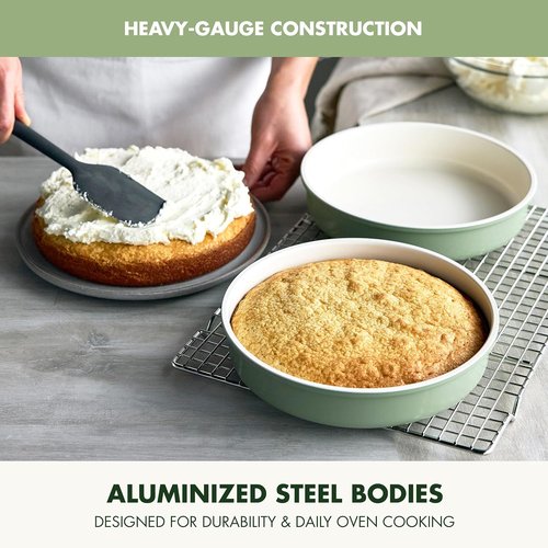 GreenPan Bakeware Set - 7 Piece Nonstick Ceramic Baking Essentials | PFAS & BPA Free, Sage Green