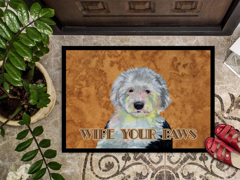 Caroline's Treasures LH9457JMAT Old English Sheepdog Wipe Your Paws Doormat 24x36 Front Door Mat Indoor Outdoor Rugs for Entryway, Non Slip Washable Low Pile, 24H X 36W
