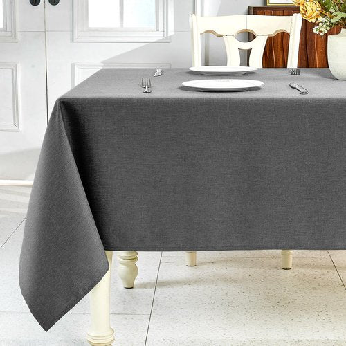 IVAPUPU Textured Linen Table Cloth for Rectangle Table - Grey Tablecloths Rectangular Waterproof Wrinkle Free Wipeable Dining Table Cover for Spring Wedding Birthday Kitchen Decor, 52 x 70 Inch