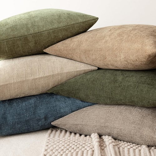 Foindtower Pack of 2 Textured Chenille Throw Decorative Pillow Covers Square Accent Solid Cushion Cover Neutral Farmhouse Pillow Case for Couch Sofa Bedroom Living Room 18x18 Inch,Taupe Khaki Camel