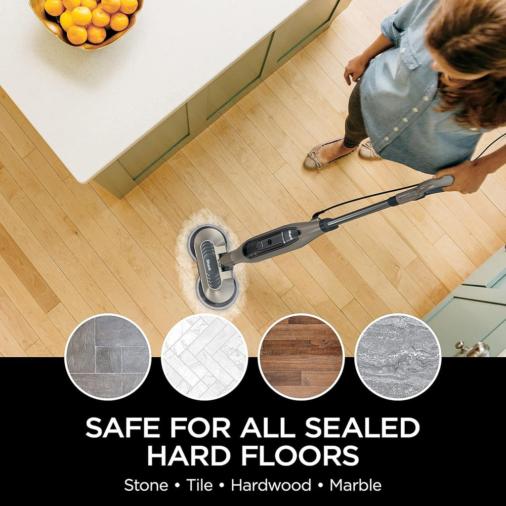 Shark S7001 Mop - Scrub & Sanitize Hard Floors with 4 Washable Pads, 3 Steam Modes & LED Headlights - Gold