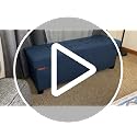 Foldable Storage Ottoman Bench with Legs, 43-Inch Linen-Look Foot Rest