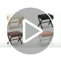 Foldable Bamboo Foot Stool Ottoman with Thick Foam Cushion
