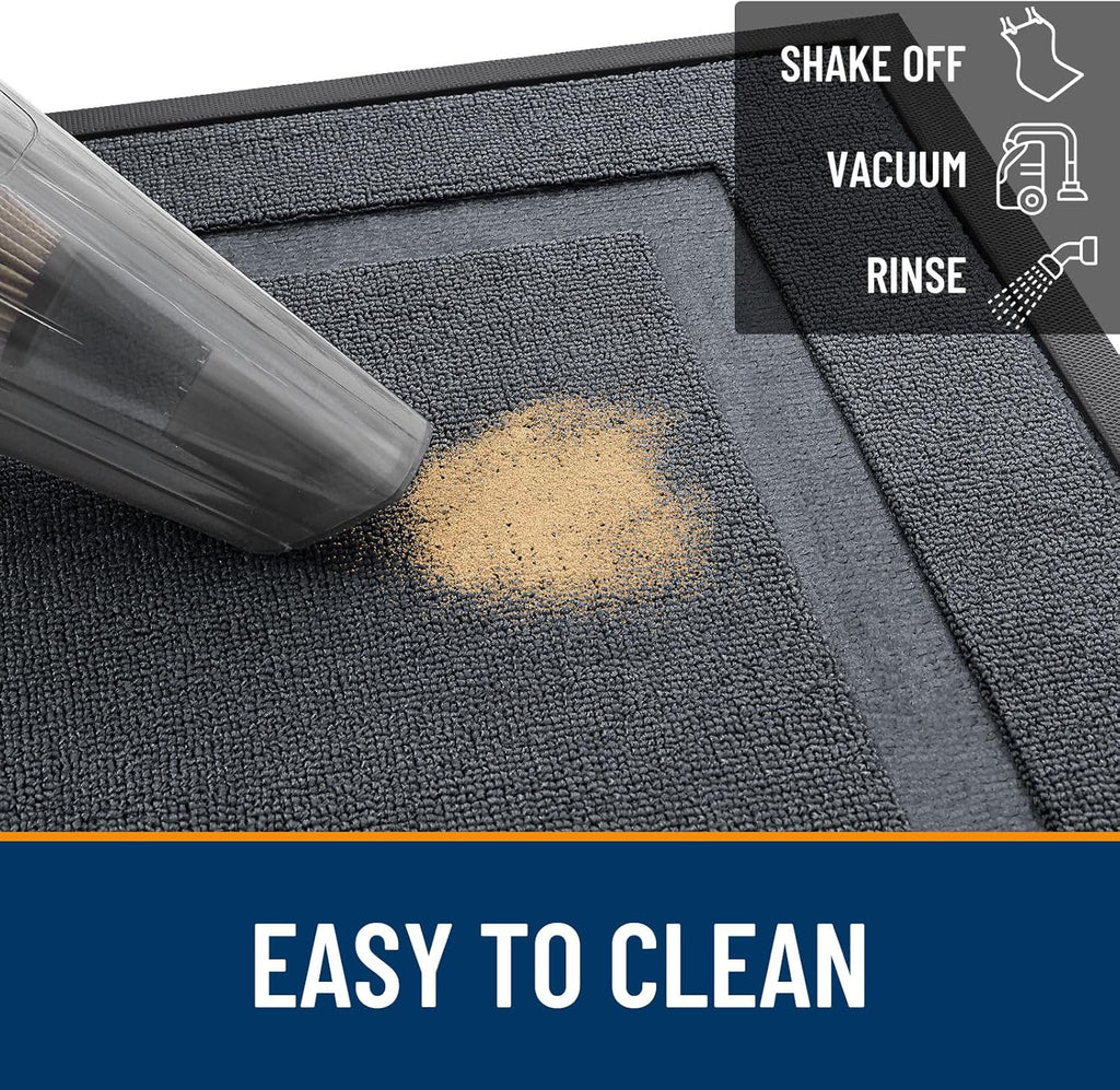 OLANLY Waterproof Front Door Mat - All-Season Indoor/Outdoor Doormat, Easy Clean, 29.5x17, Charcoal Gray