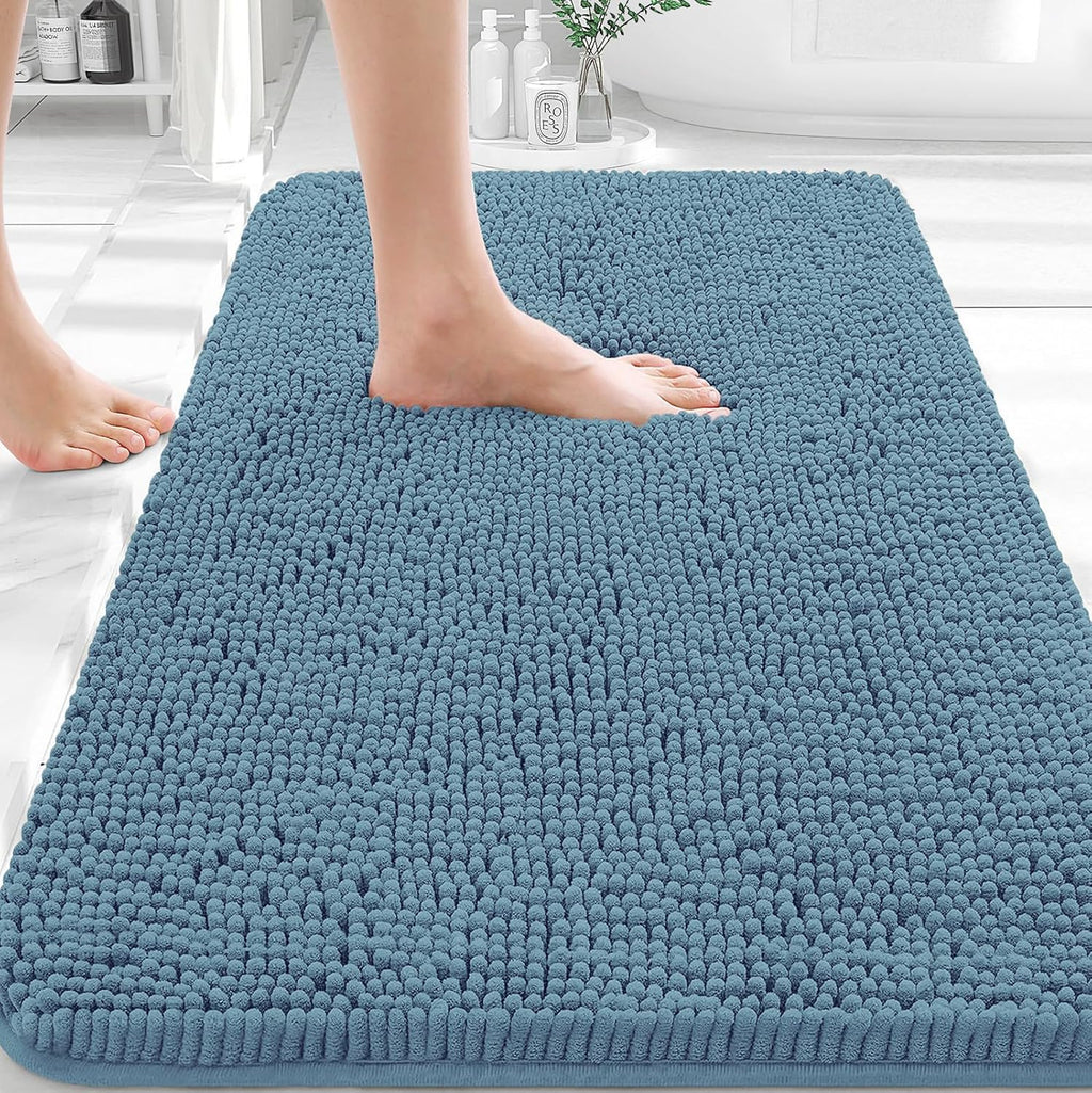 OLANLY Bathroom Rugs - Extra Soft Absorbent Chenille Mats | Quick Dry, Machine Washable, 36x24, Airy Blue