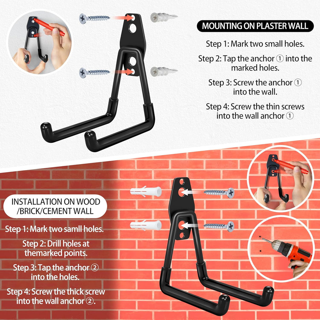 Skiennix 28 Pack Heavy Duty Garage Hooks - Non-Slip PVC Coated Storage Solution for Bikes, Ladders & Tools