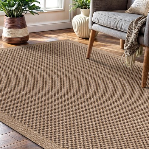 CAMILSON Easy Jute Rug 4x6, Indoor Outdoor Natural Color Fiber Area Rugs for Living Room Patio and Kitchen Rug, Sisal Boho Woven Design, Easy-Cleaning, Washable Outside Carpet Alfombras para(4 x 6)