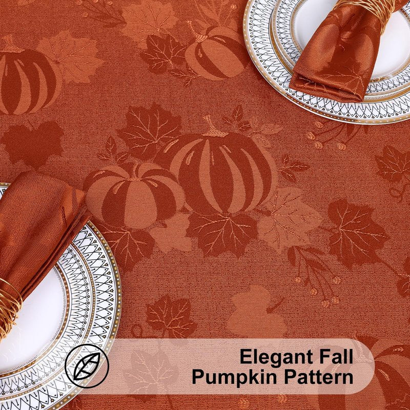 Smiry Rectangle Jacquard Tablecloth, Fabric Table Cover, 60x102 Inch, Rust
