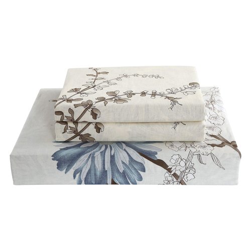 Swanson Beddings Daisy Silhouette Reversible Floral Print 3-Piece 100% Cotton Bedding Set: Duvet Cover and Two Pillow Shams (Full)