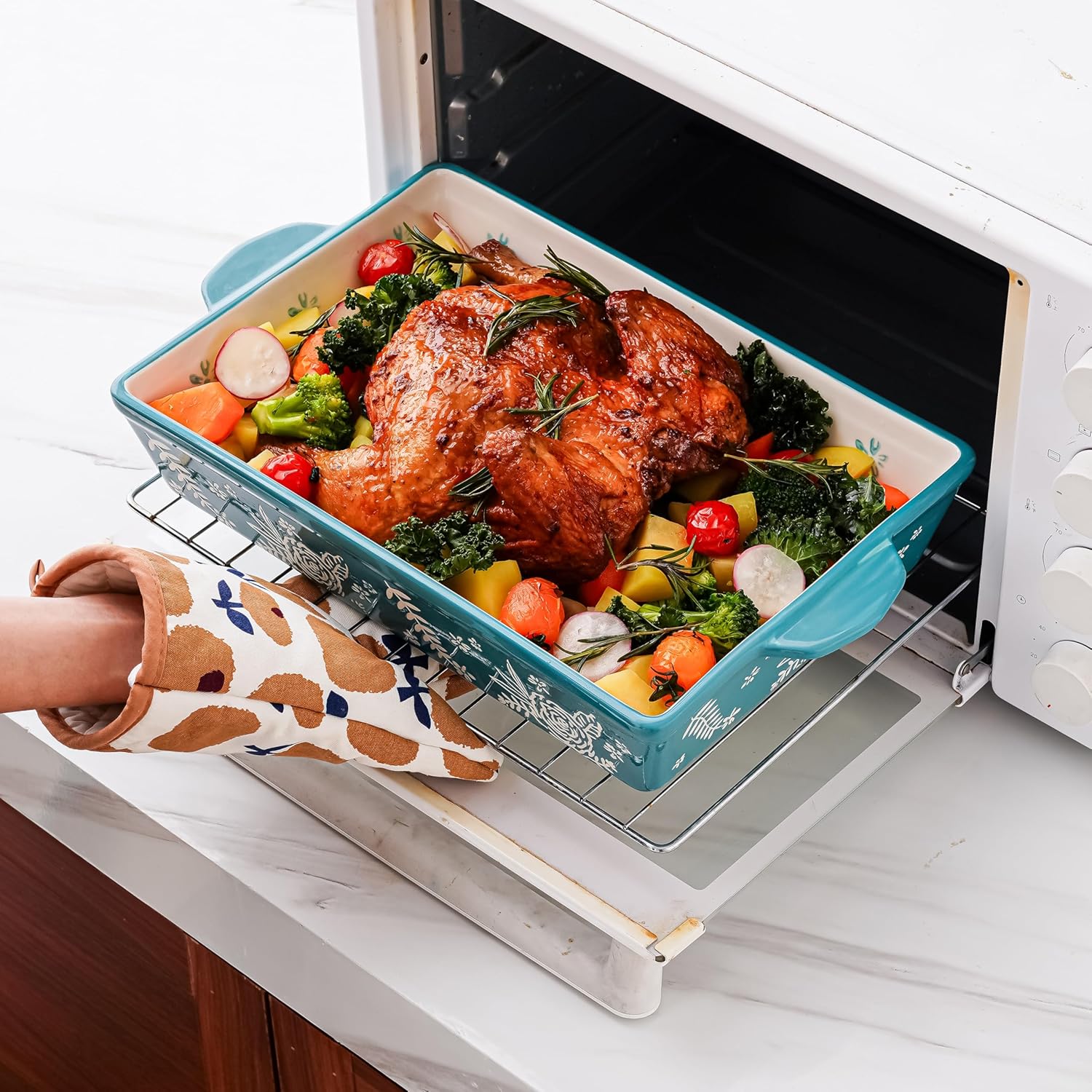 Wisenvoy Casserole Dish - Versatile Ceramic Baking Dish with Roasting Rack | Ideal for Lasagna and More