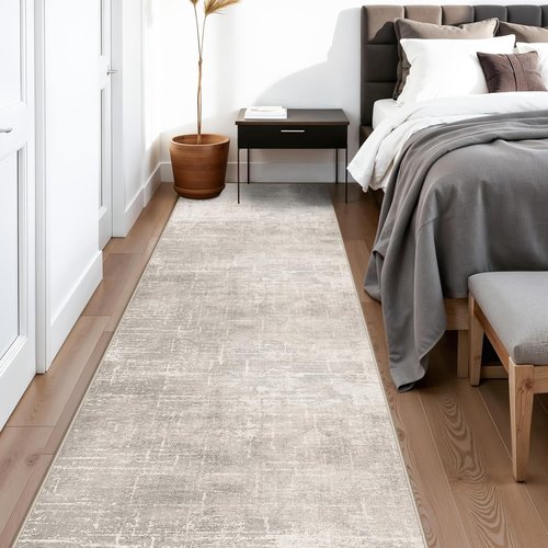 HY HAOYUNLAI Runner Rugs for Hallways - Soft Non-Slip Kitchen Rug with Rubber Backing | Washable Beige/Cream (2'6"x12')