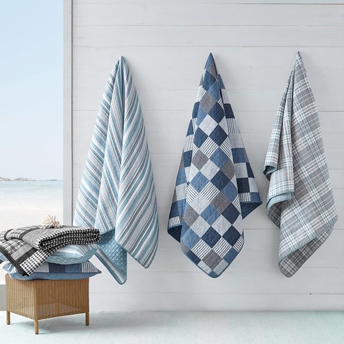 Nautica - Twin Quilt Set, Cotton Reversible Bedding, Home Decor for All Seasons, Dorm Room Essentials (Gulf Shores Grey, Twin)