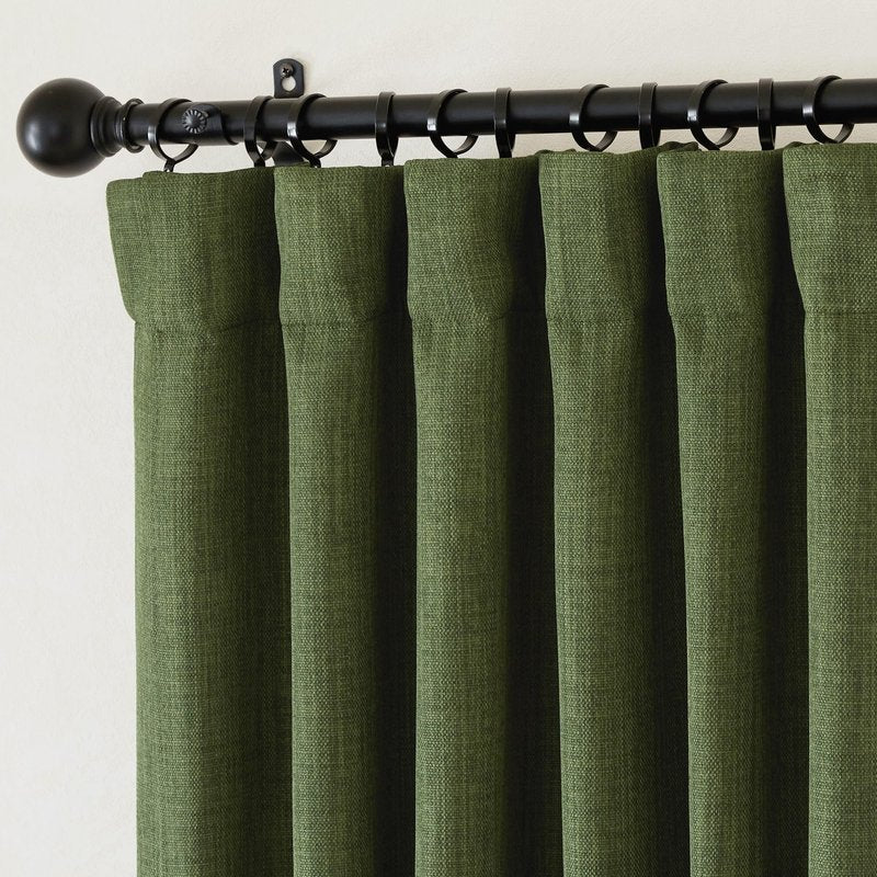 NICETOWN Room Darkening Froest Green Curtains 96 inches Long 2 Panels, Rod Pocket/Back Tab/Hook Belt Faux Linen Light Blocking Noise Canceling Window Drapes for Living Room/Bedroom, W50 x L96