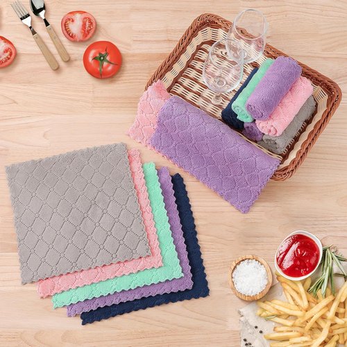 Homaxy Kitchen Dish Cloths - Super Soft & Absorbent Coral Velvet | 12 Pack (10 x 10 Inches, Pink)