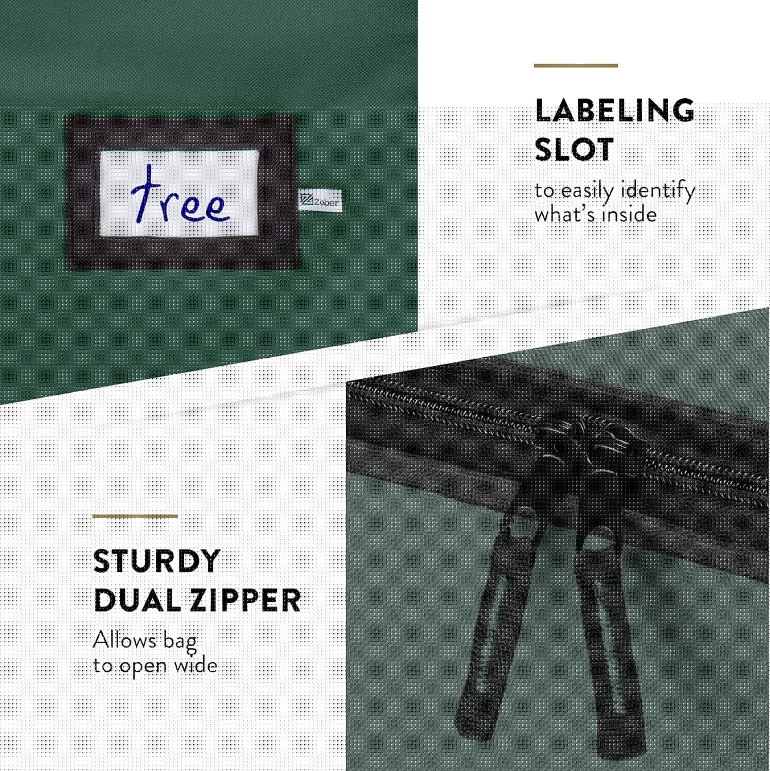 ZOBER Christmas Tree Storage Bag - 600D Oxford Fabric - Fits 7.5 Ft Trees - Waterproof & Tear-Proof - Green