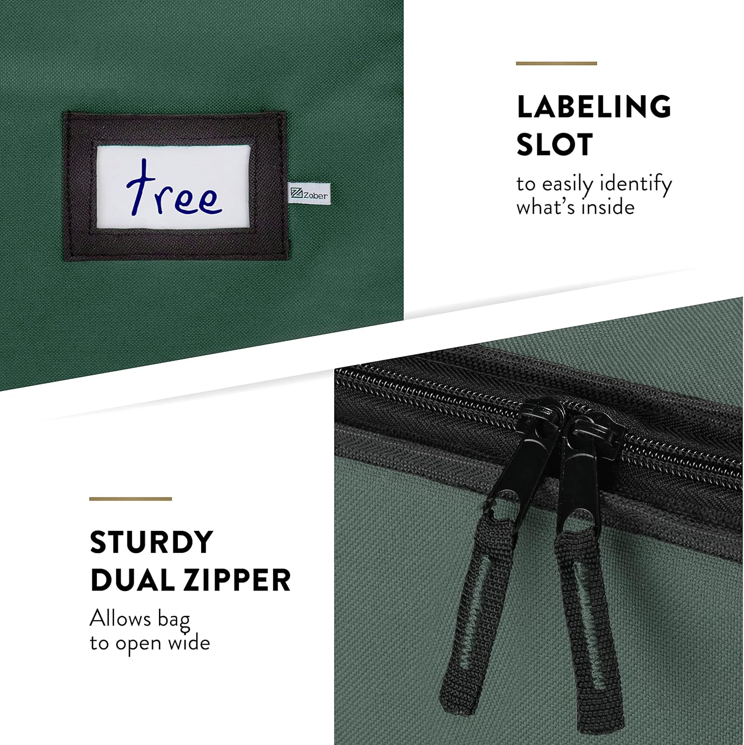 ZOBER Christmas Tree Storage Bag - Fits 9 Ft Artificial Trees - Waterproof & Tear-Proof - Green