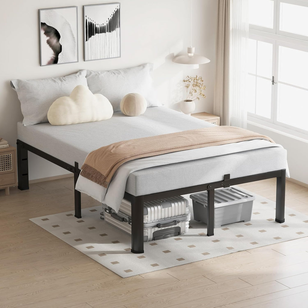 VIPSHOW 20-Inch Heavy Duty Queen Bed Frame - Metal Platform with Noise-Free Design & Easy Assembly