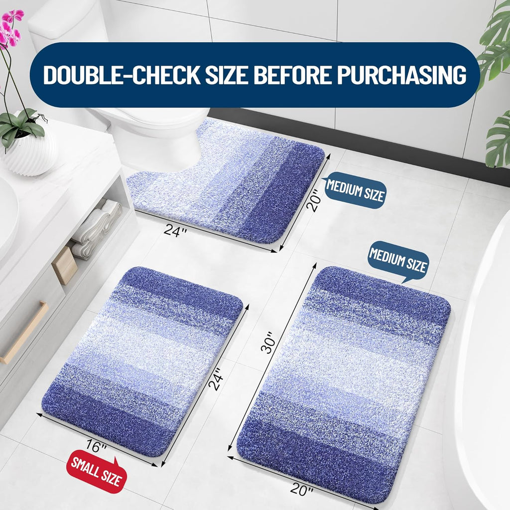 OLANLY Bathroom Runner Rugs - Extra Soft Microfiber Mat 44x24 | Quick Dry, Washable, Rubber Backing - Blue-Violet